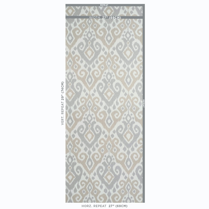 Dedra Damask Wallpaper, Sand & Gray