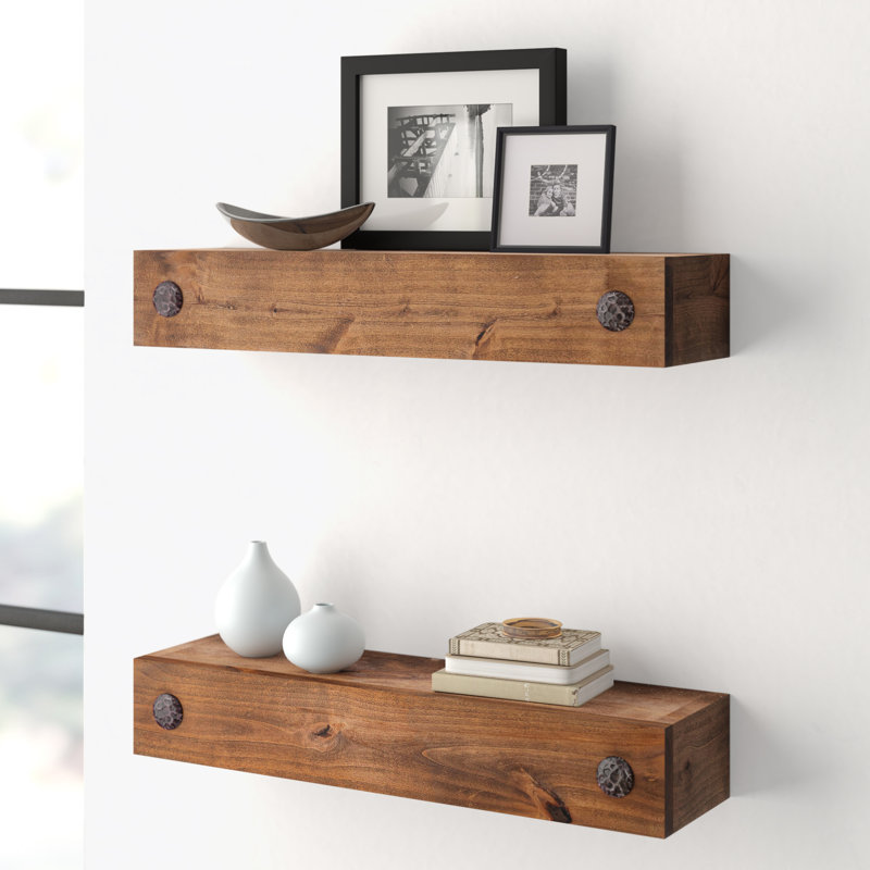 Tablette flottante en bois massif 2 pièces Aybar