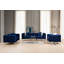 Canapé moderne 3 places, bleu marine, 93,3 po x 27,6 po x 35,4 po | Structure en bois de hêtre et en carton, tissu 100% polyester | Comprend 2 coussins amovibles, des pieds en métal chromé, des coussins en mousse confortables, une conception élégante et fonctionnelle-2115300059