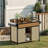 Outdoor Wicker Bar Cart with Storage & Extendable Top - Rolling Kitchen Island for Patio, Backyard, and Entertaining