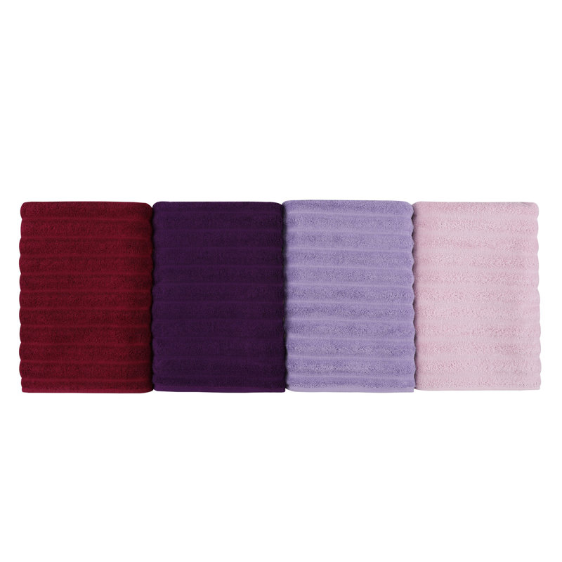 Ensemble de 4 serviettes de bain en coton turc, Mauve / rose