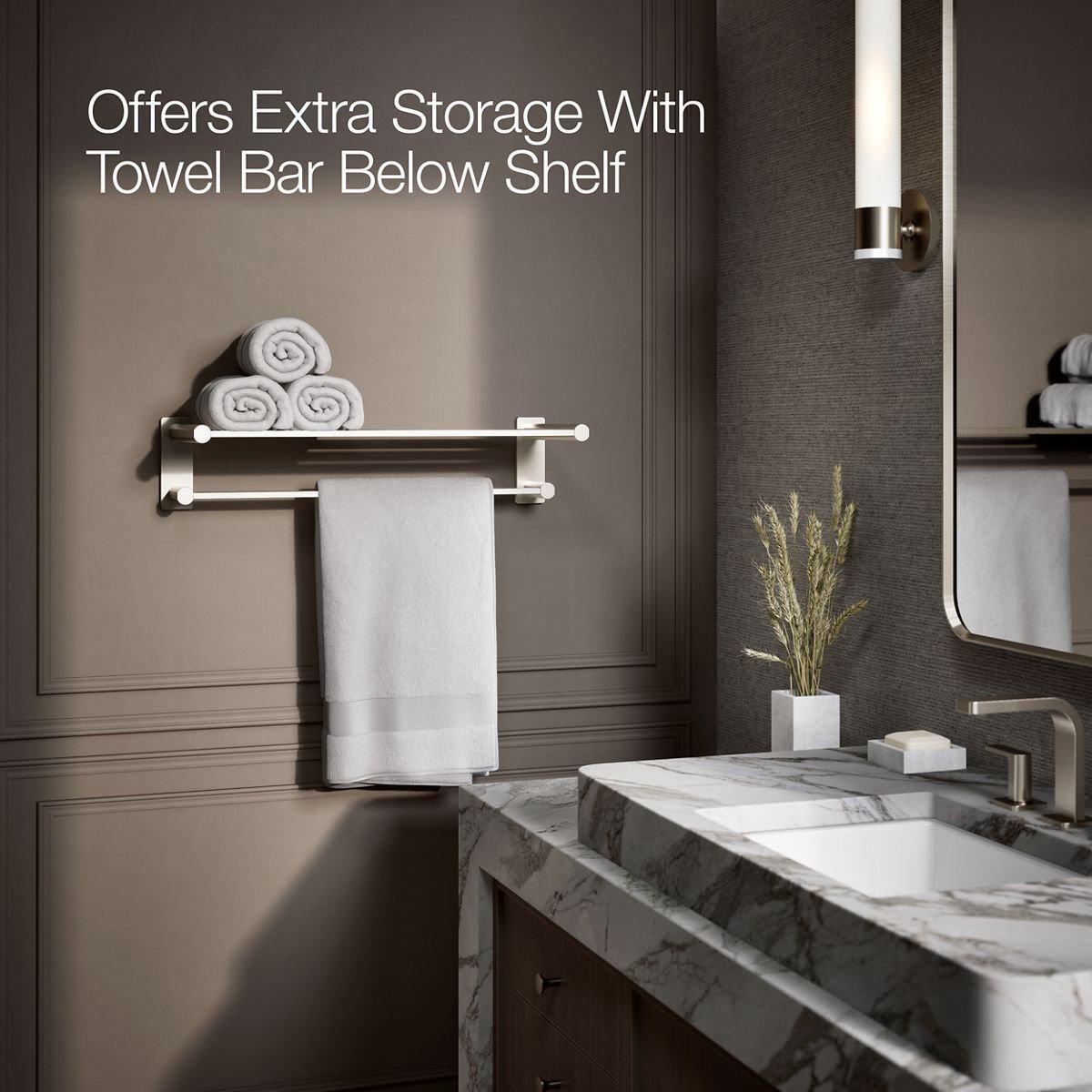 Parallel Hotelier Towel Rack, Vibrant Brushed Nickel