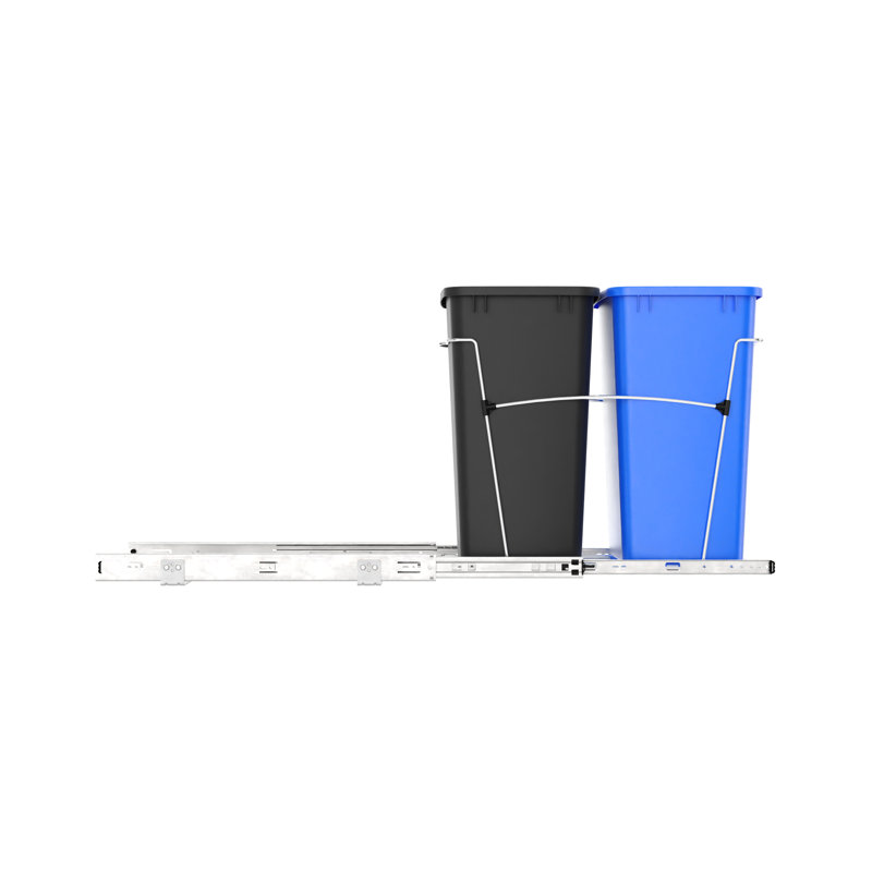 Poubelle coulissante double Rev-A-Shelf pour la cuisine , 35 pintes, Blanc