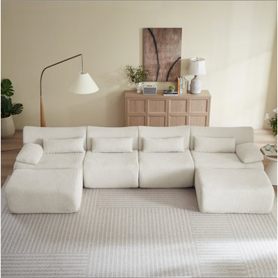 Sectional Couches for Living Room, Convertible U-Shape Couch with Ottoman