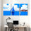 Nautique, voilier, ciel bleu, phare, côte, reflet, eau, nuages, ensemble, de, 3, impressions sur toile
