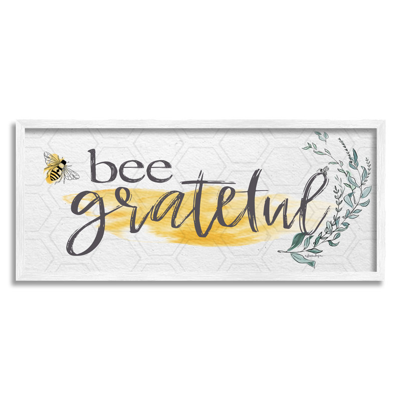 «Bee Grateful Herb» par Susie Boyer, H 10 po x l 24 po x P 1,5 po, Cadre blanc