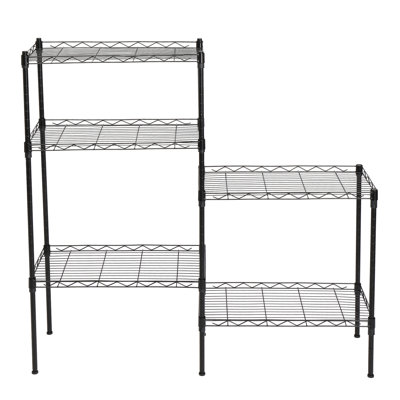 Changeable Assembly Floor Standing Carbon Steel Storage Rack, Tool-free Installation, Height-adjustable Layers, Anti-rust Bright Silver Varnish, Mesh Design For Anti-fall, Ideal For Home/hotel/restaurant - Black
