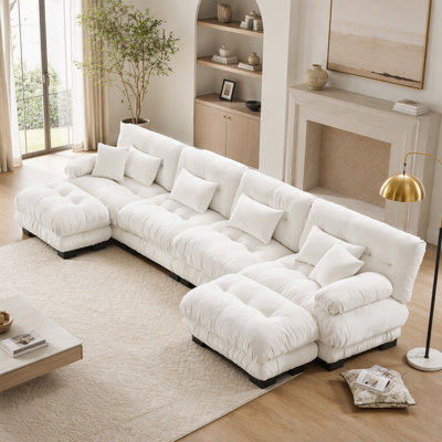Canapé d'angle modulaire à combinaison libre, canapé en forme de U avec 2 poufs, tissu chenille pour un confort et un style ultimes