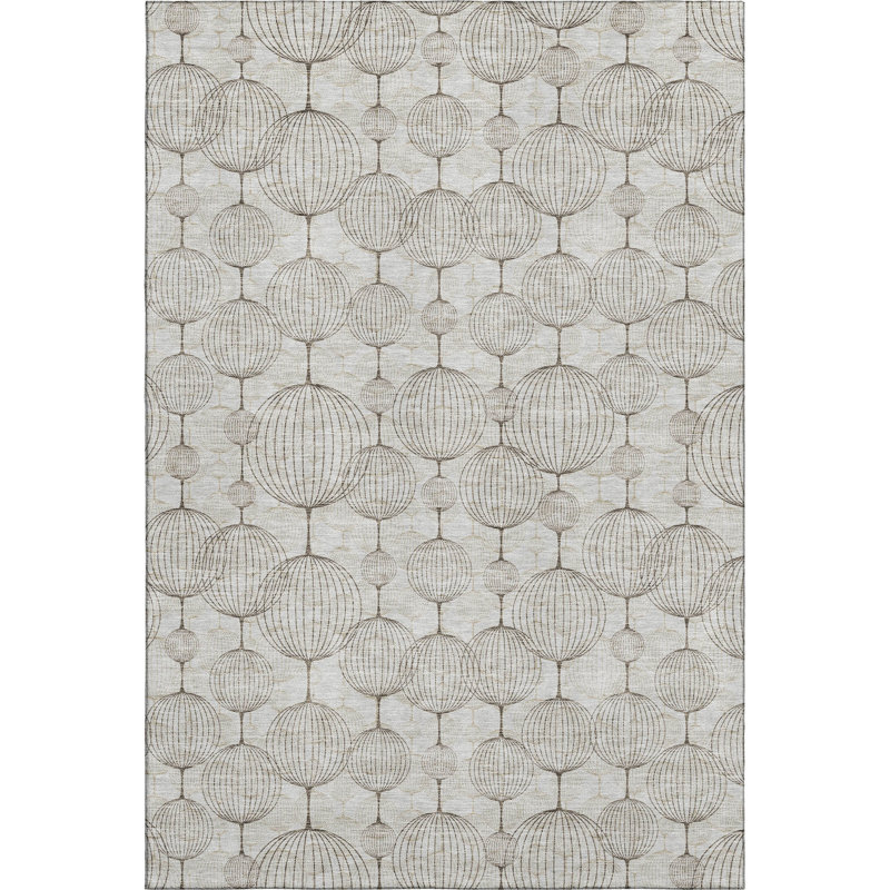Premium Machine Washable Prisco Beige Rug, Rectangle 8' x 10'