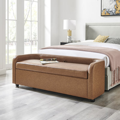 Dameron Faux Leather Storage Bench, Vintage Cider