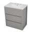 Meuble-lavabo 30 po avec lavabo en céramique et 2 tiroirs pleine extension, meuble-lavabo autoportant avec poignée libre à 45 °, glissières de tiroir à fermeture en douceur, gris-708347327
