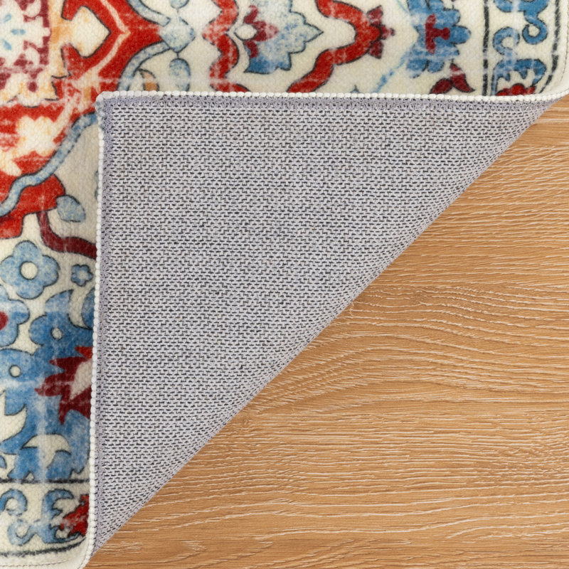Machine Washable Non-Slip Kitchen Mat, Red/Blue