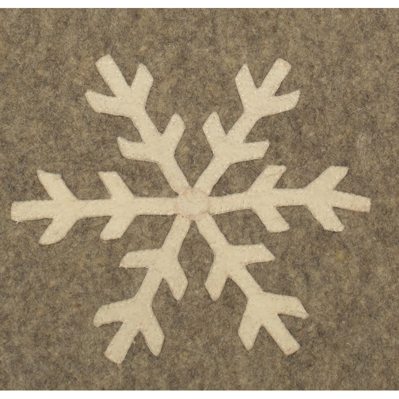 Handmade Grey Hand Felted Wool Table Runner with Snowflakes - 16x44
