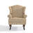 Duward Paisley Brown Linen Upholstered Wingback Accent Chair with Rolled Arm and Solid Wood Leg-1428355992