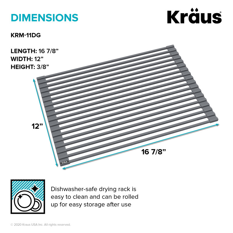 Égouttoir à vaisselle Kore, Gris foncé, H 0,375 po x l 16,875 po x P 12 po