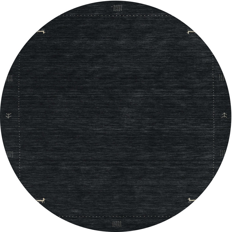 Tapis contemporain noir, Rond 4 pi