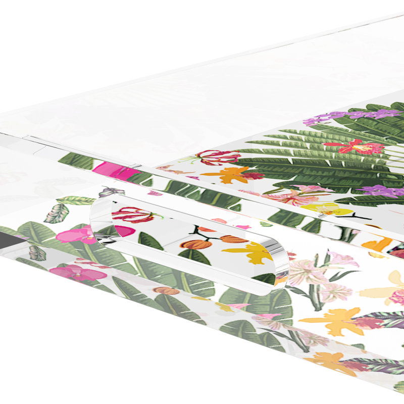 Fantasy Tropical White Acrylic Rectangle Decorative Tray, 17"W x 10.5"D x 2"H