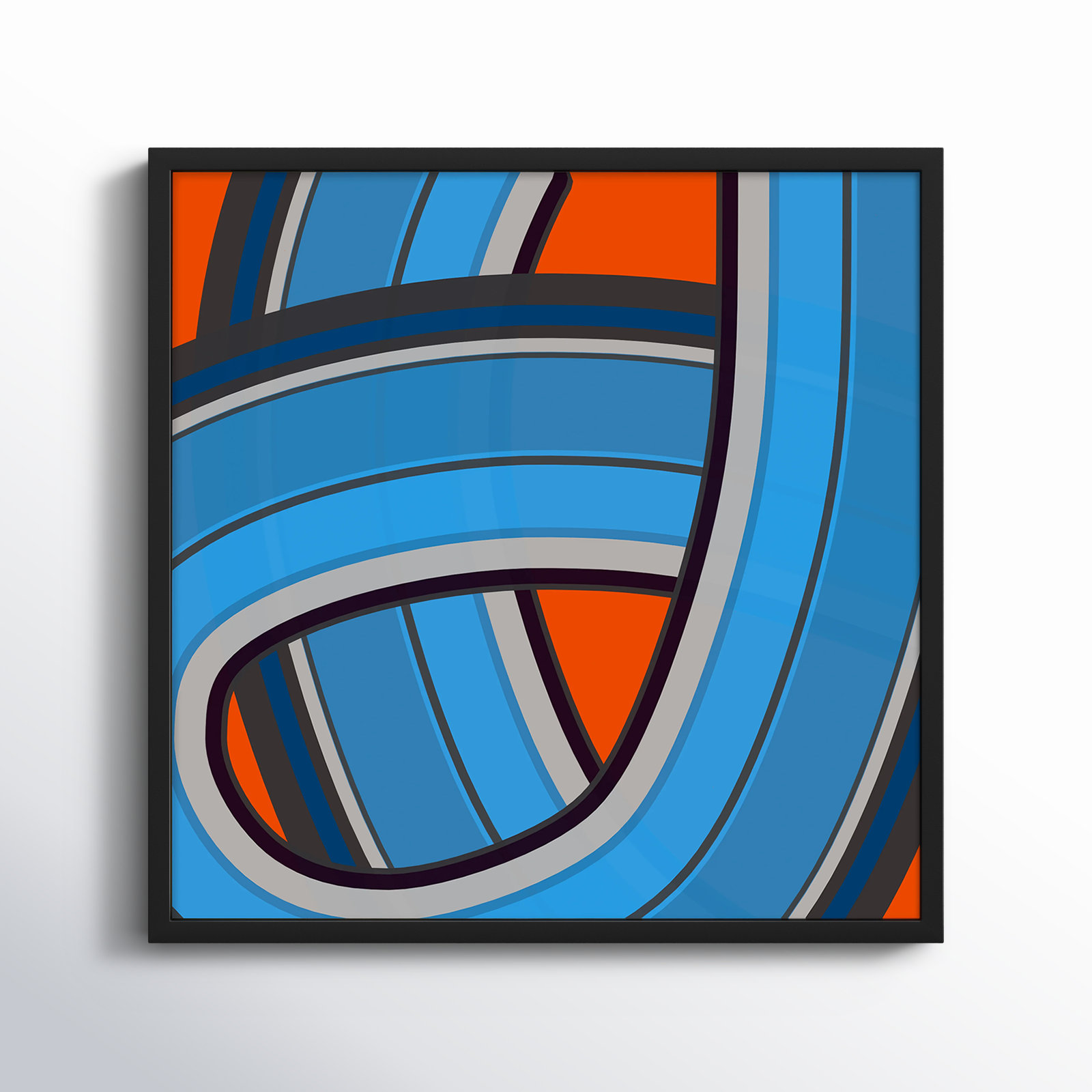 Twist Series I "Twisted River" Print, Black, 16" H x 16" W x 1.25" D