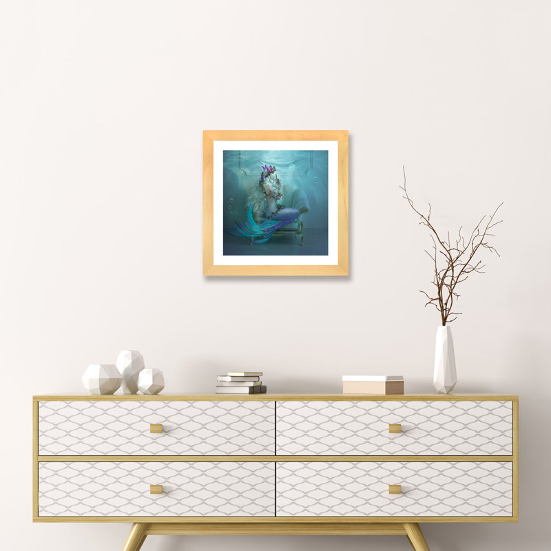 «Mermaid Tears» - Impression sur toile tendue, H 16 po x l 16 po x p 1 po, Papier beaux-arts encadré bois naturel