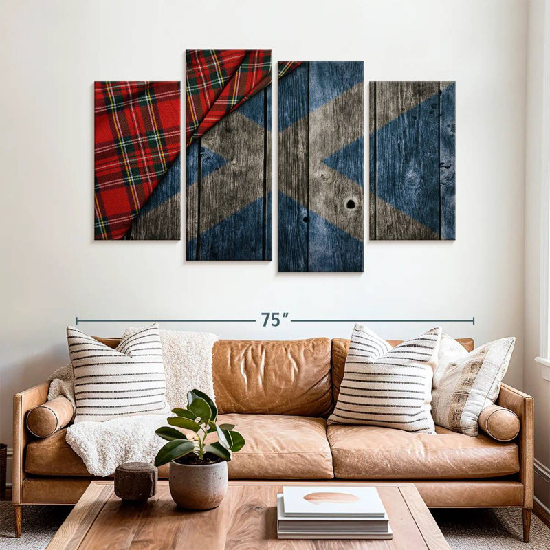 Kilt de Borges et drapeau écossais, H 42 po x l 68 po