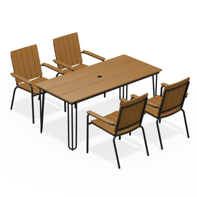 Ensemble de salle à manger rectangulaire d'extérieur pour 4 personnes de L 66,9 po avec 4 chaises