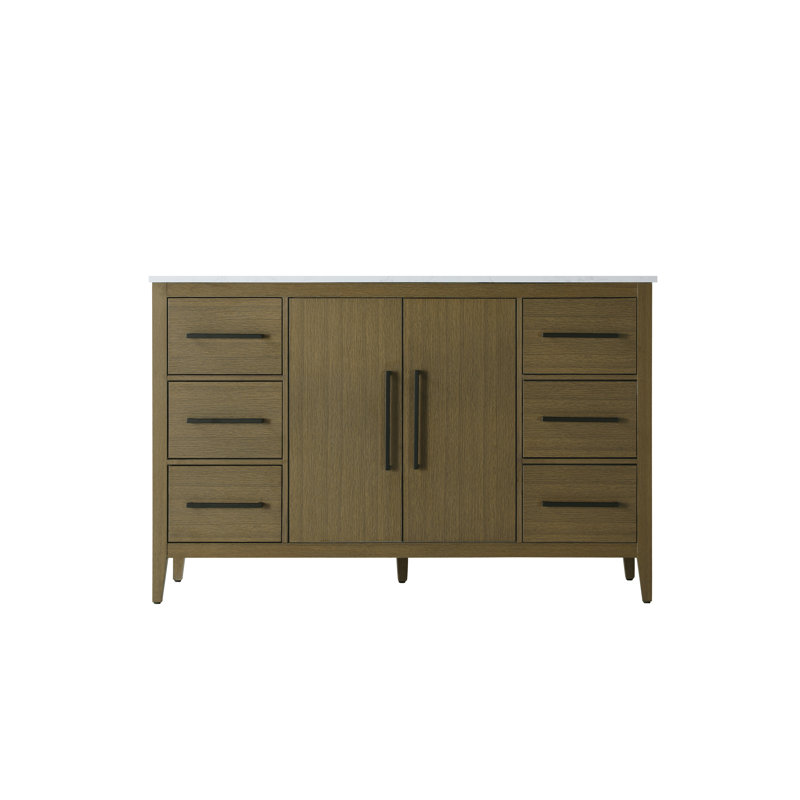 54 Inch Single Bathroom Vanity, Chestnut Brown