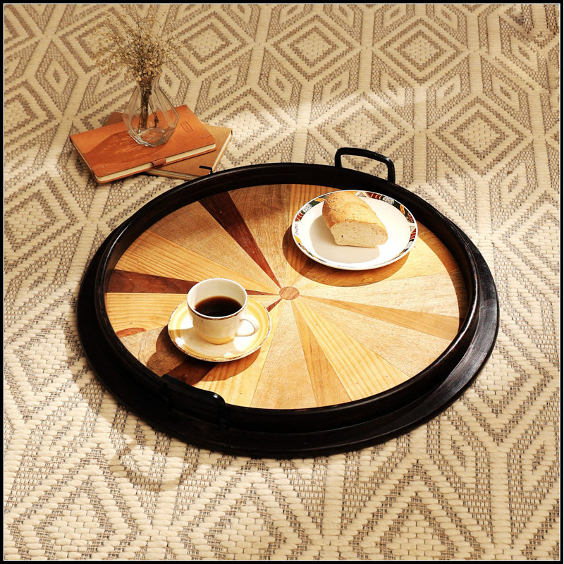 Handmade Wooden Round Tray/Décor & Serving Tray/Platter - 23.5"