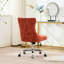 Chaise de bureau orange moderne, revêtement en chenille avec boutons, base en métal, pivot réglable, coussin à rebond élevé, garniture cloutée décorative tirée à la main, confortable pour étude en éponge-783717868-783717872-783717875