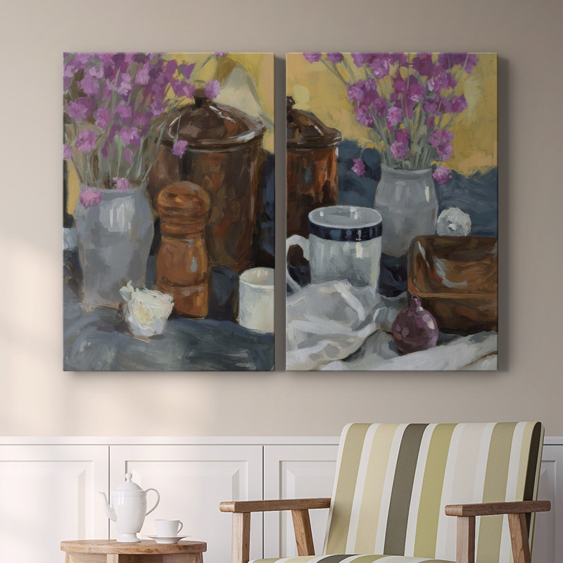 Nature morte avec des fleurs séchées - Toile tendue avec châssis de qualité supérieure - Prêt à être accroché