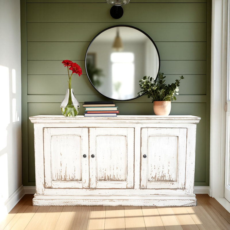 Koski 35" Tall 3-Door Cabinet, White