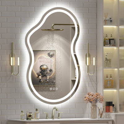 Aevar Asymmetrical LED Lighted Wall Mirror