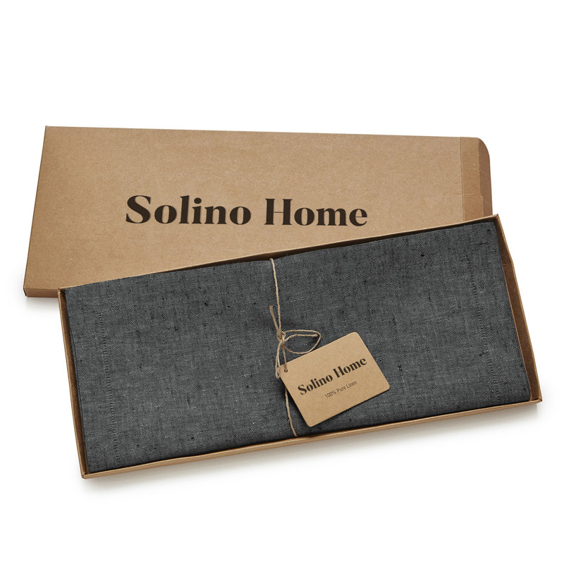 100% Pure Linen Table Runner - Athena, 72" x 14", Charcoal Gray