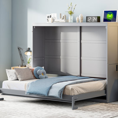 Grand lit gris - option peu encombrante pour les espaces multifonctionnels, pas de sommier tapissier requis, chambres d'amis idéales et petites lattes flexibles confortables