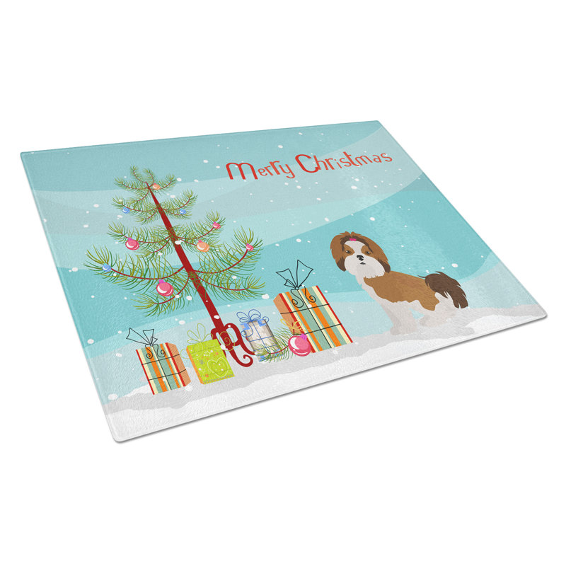 Planche à découper en verre pour arbre de Noël Havapoo # 1 Large-bo3, Shih tzu impérial