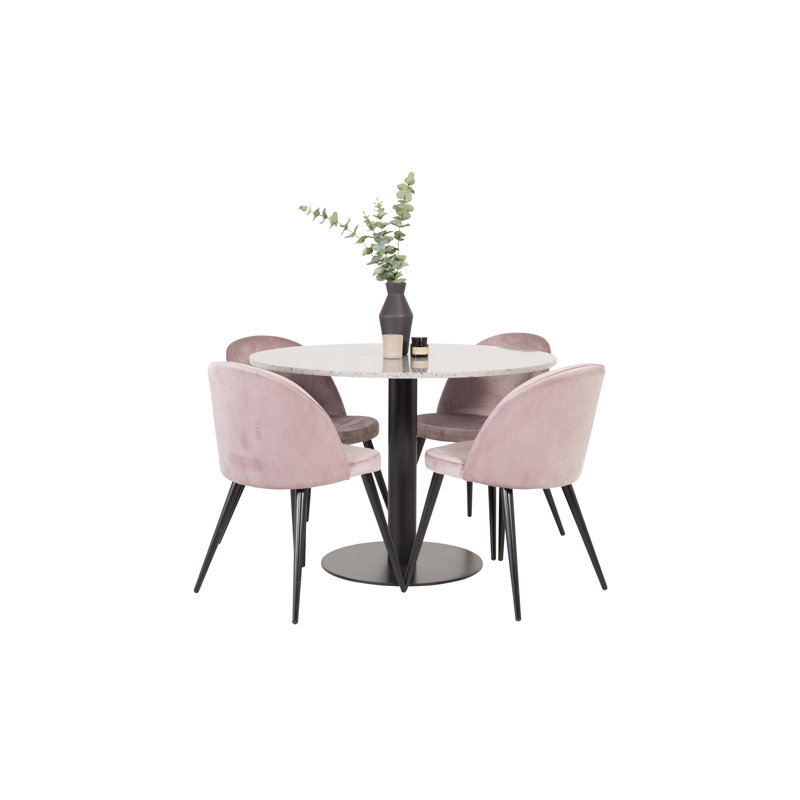 Withernsea 4 - Person Dining Set, Dusty pink, Grey