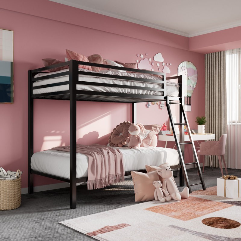 Koffler Kids Bunk Metal Bed Frame, Black, Twin