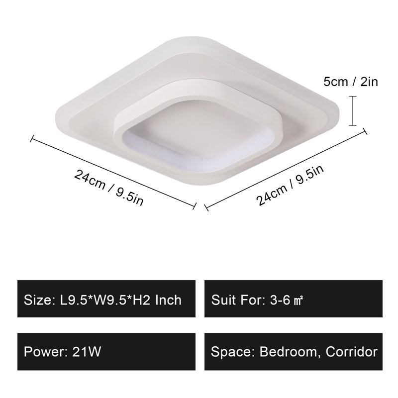 Kandel Acrylic LED Flush Mount Ceiling Light, White
