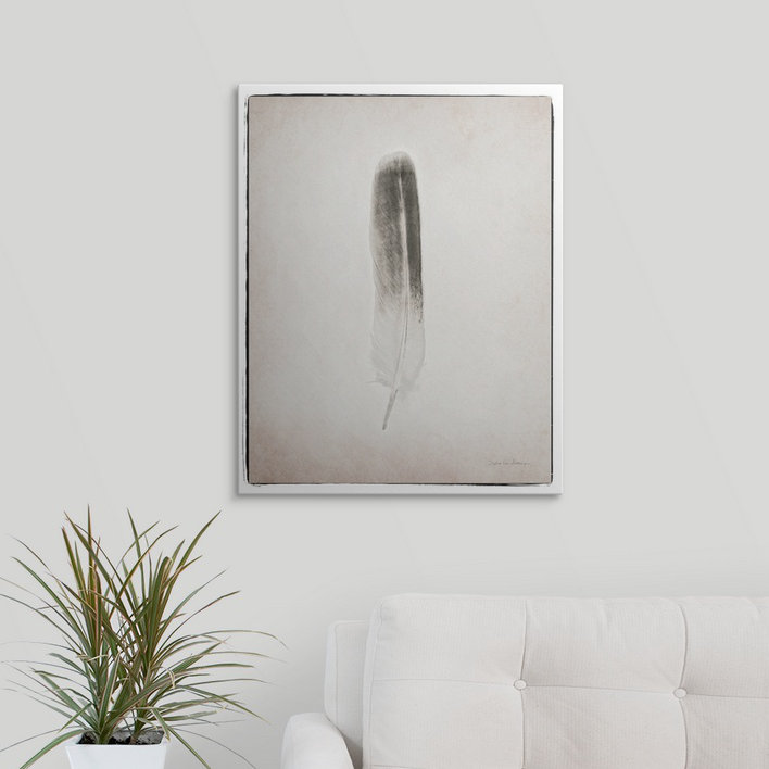 « plumes ii noir et blanc » par marie van swearingen, impression, H 14 po x l 11 po x P 1,25 po, Toile