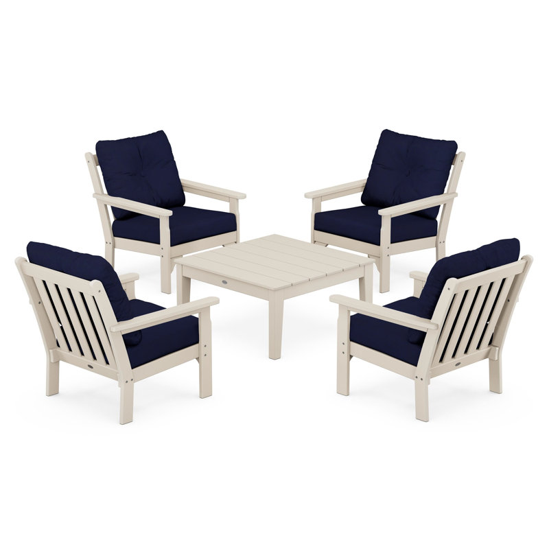 Vineyard 5-Piece Deep Seating Conversation Set, Ash Charcoal Revolution®, Sand