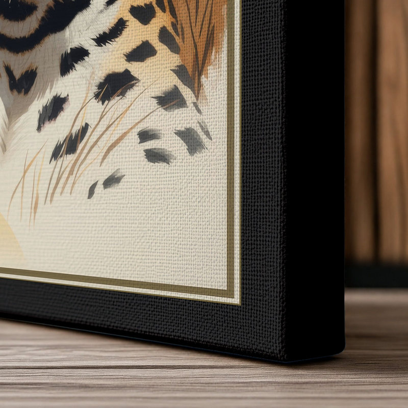 Leopard in Stillness Boho - Wrapped Canvas, 24x16 - 61.0 x 40.6 cm, Black Border