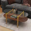 Table à café ovale en verre de style moderne médiéval, longueur 41 x largeur 21 x hauteur 17 pouces, pour le salon, structure à double couche avec fonction de rangement, verre transparent et panneau de fibres à densité moyenne brun café