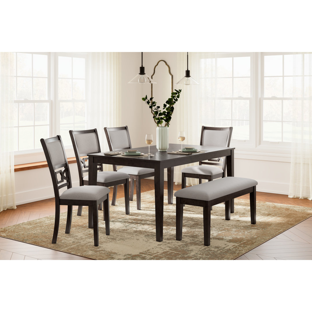 Leangelo Dining Table And 4 Chairs And Bench (Set Of 6) (Set of 6) Wildon Home® Table Top 
