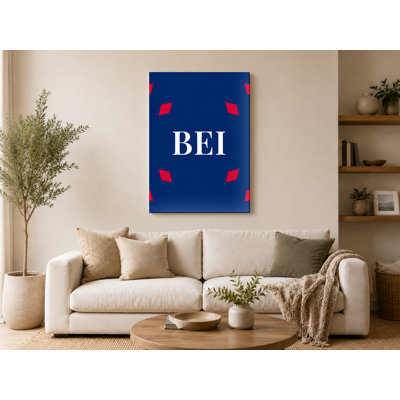 Beirut World City Luxury Diamond Monogram — Red Blue White — Canvas Wall Art