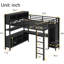 Lit mezzanine en métal avec garde-robe efficace et agencement de bureau, grand, noir pour les adolescents, taille et-121105261