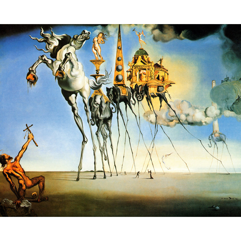 «Temptation of St. Anthony» par Salvador Dali, toile tendue avec châssis, H 17 po x l 24 po