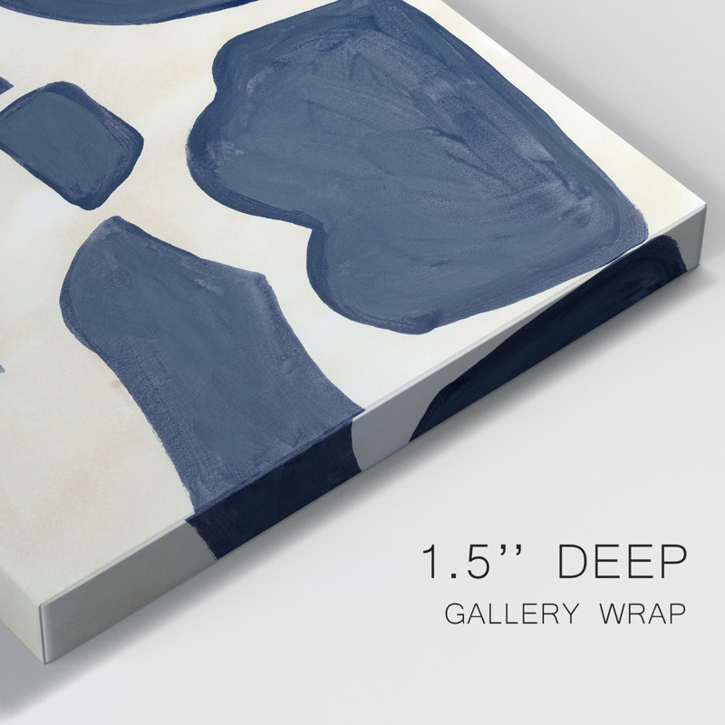 Pièces bleues II - peinture sur toile tendue, H 12 po x l 8 po x P 1 po