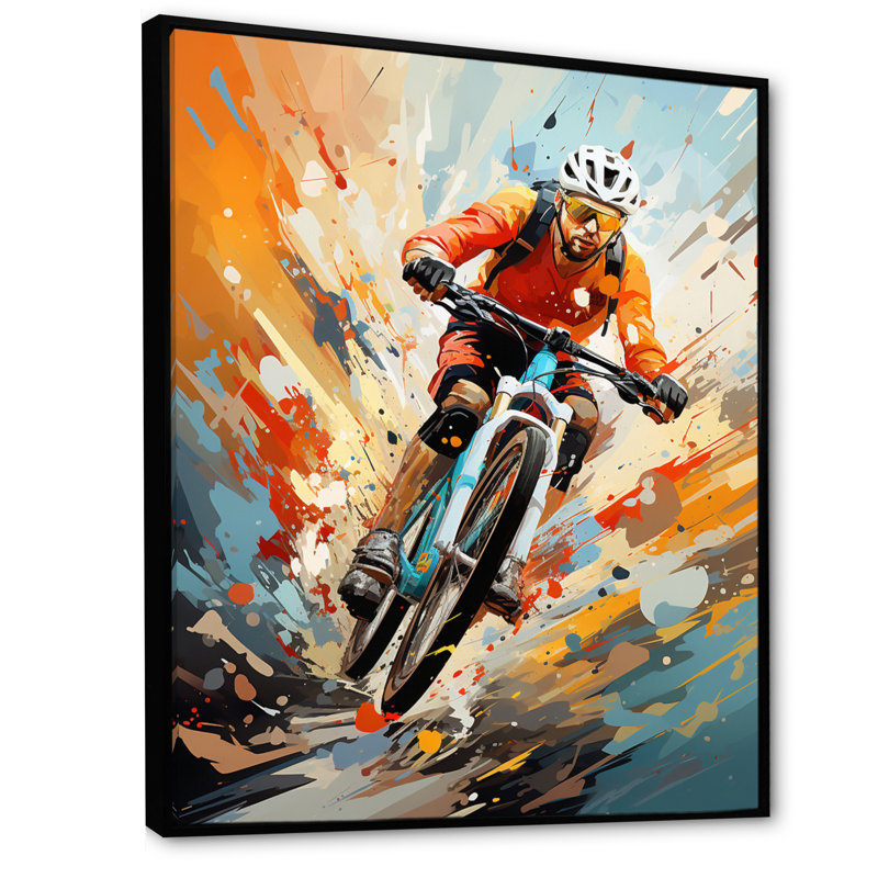 Bicycle Abstracted Trails An I - Bicycle Wall Art Prints, H 40 po x l 30 po x P 1,5 po, Cadre flottant noir