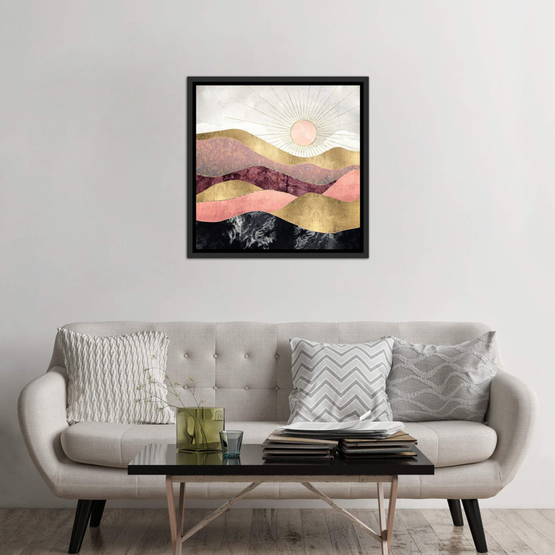« rosé sun » par spacefrog designs-print, Toile avec cadre noir patiné, H 37 po x l 37 po x P 1,5 po