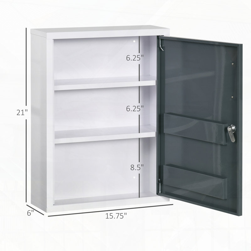 Armoire à pharmacie de salle de bain avec tablettes à l'intérieur et sur la porte pour verrouiller la sécurité des enfants et des animaux de compagnie