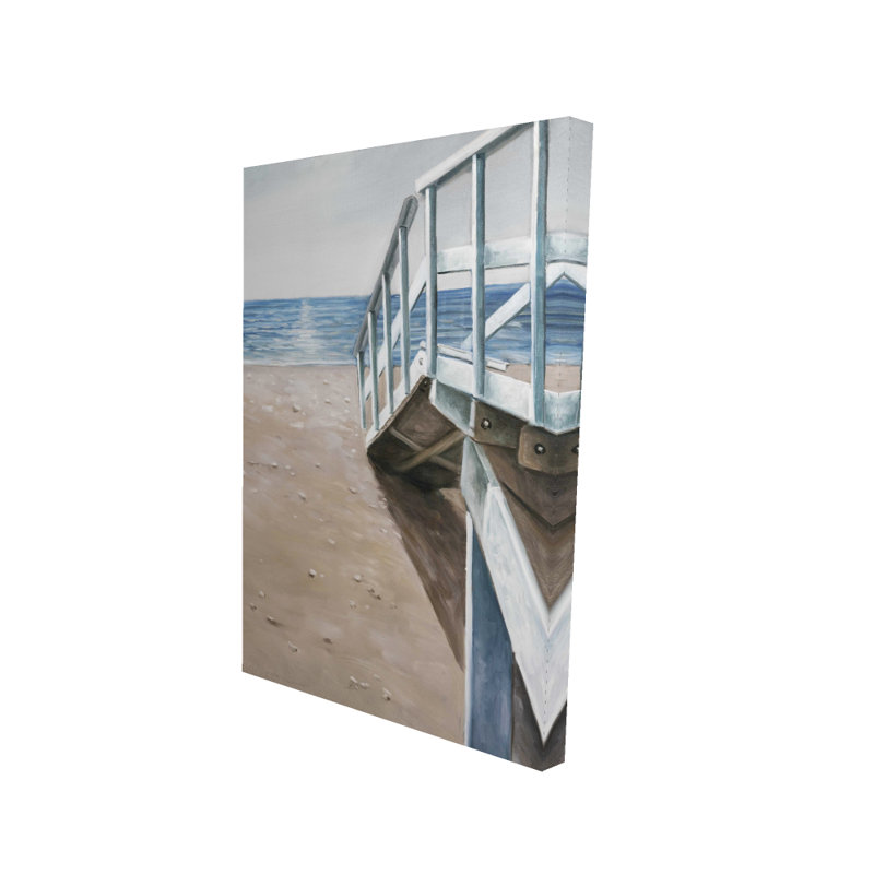Soft Seaside Landscape - Blue Canvas for Bathroom Decor